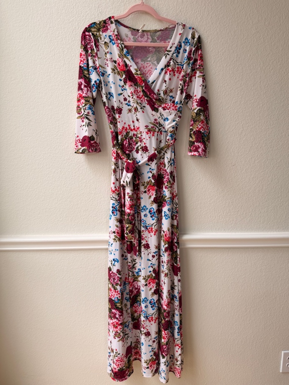 Pinkblush Romantic Cottagecore Floral Wrap Maxi Dress Fairy Picnic Soft Girl L